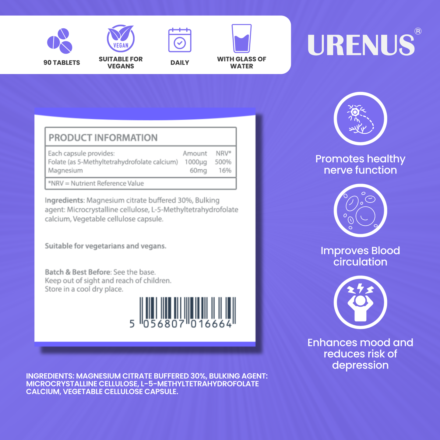 5-MTHF (Methyltetrahydrofolate Calcium) - 60 Capsules