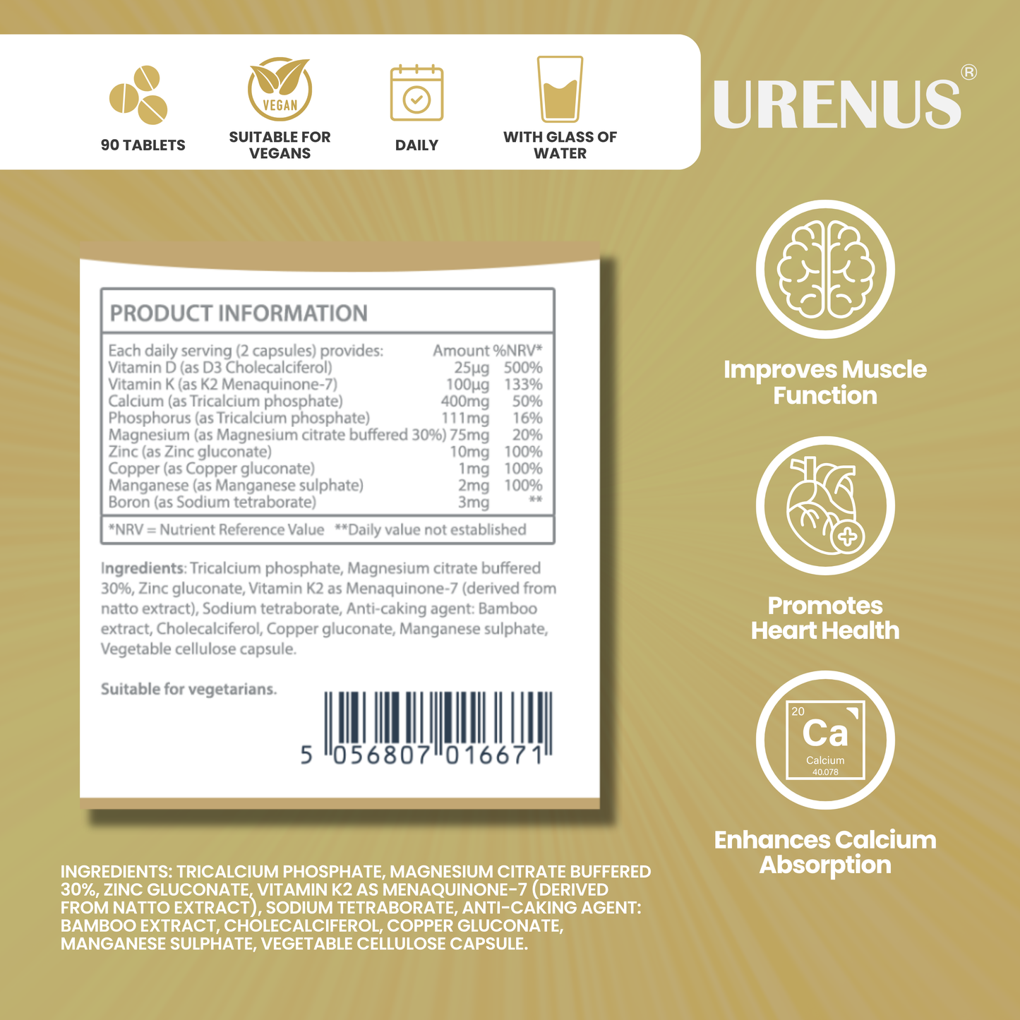 Bone Health – D3 + K2 + Minerals (60 Capsules)