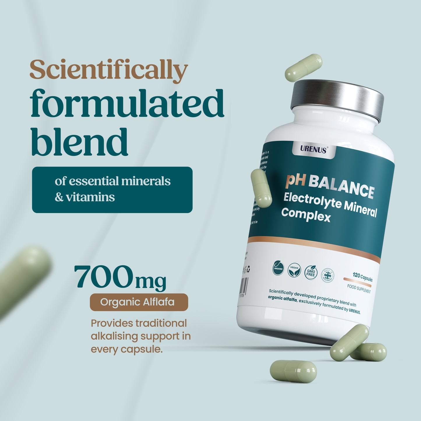 pH Balance - Electrolyte Mineral Complex with Organic Alfalafa - 120 Capsules