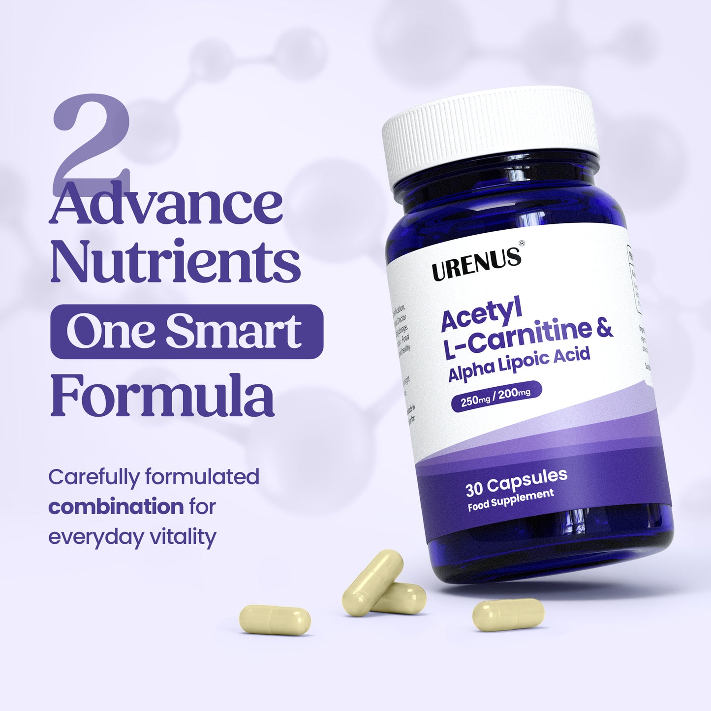 Acetyl L-Carnitine 250mg & Alpha Lipoic Acid 200mg - 30 Capsules