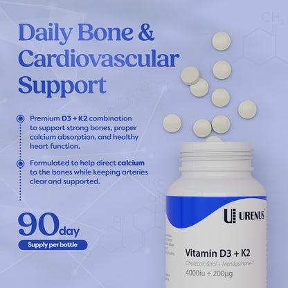 Vitamin D3 + K2 (4000 IU + 200 ¬µg) 90 Tablets