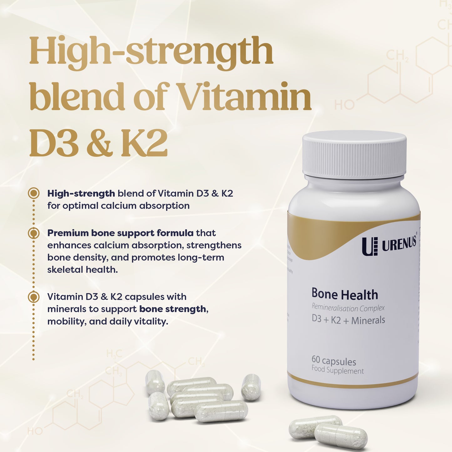 Bone Health D3 + K2 + Minerals (60 Capsules)