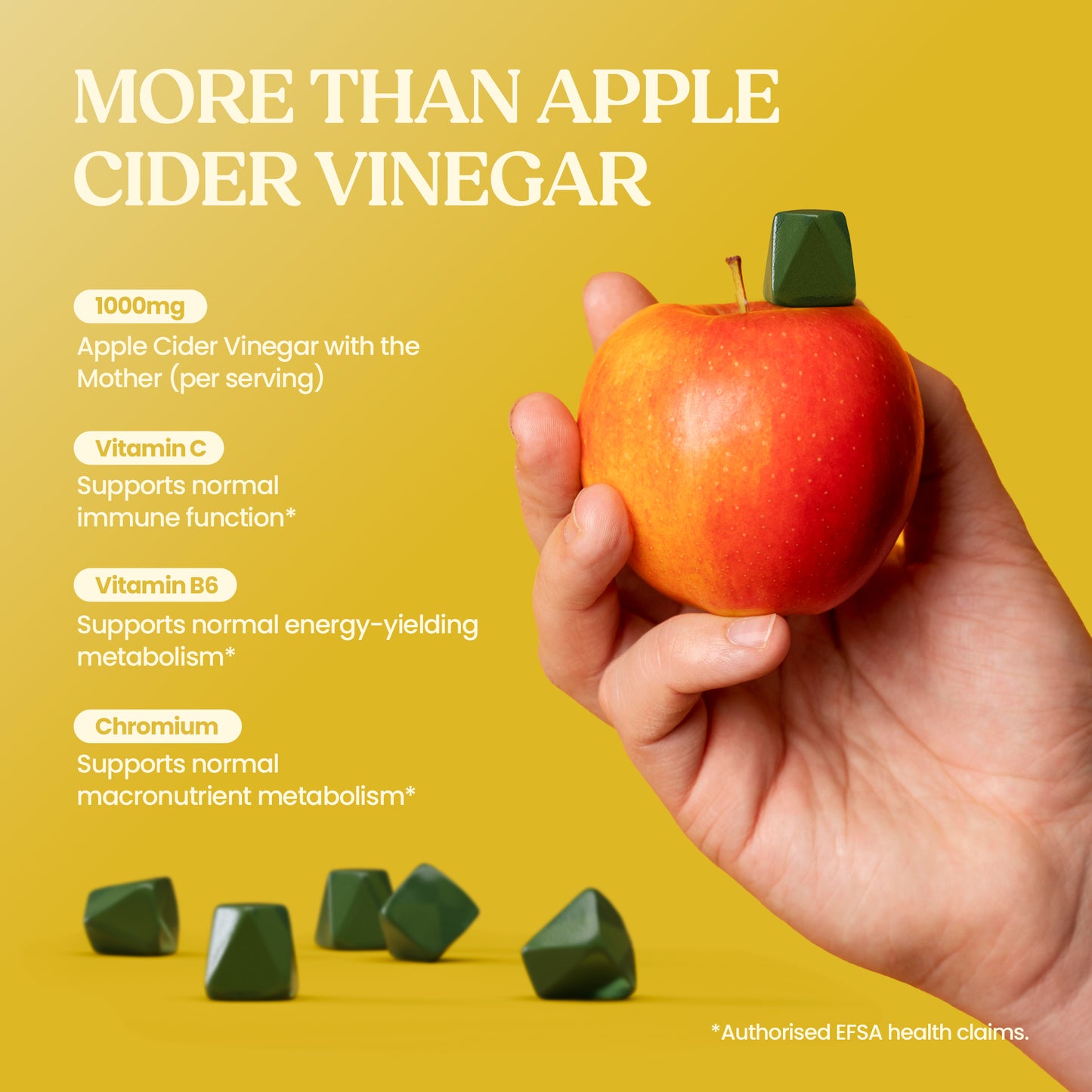 Apple Cider Vinegar Gummies with Vitamin C, B6 & Chromium – 60 Gummies