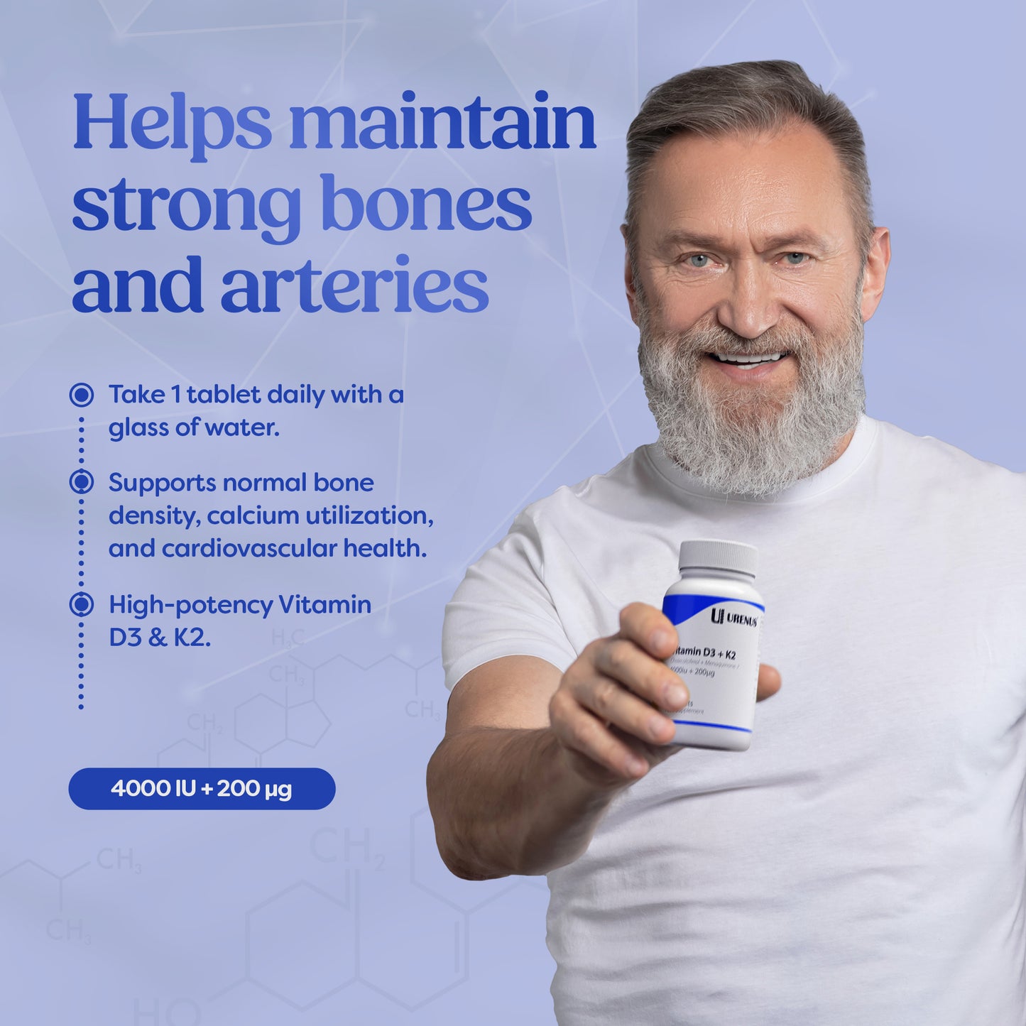 Vitamin D3 + K2 (4000 IU + 200 ¬µg) 90 Tablets