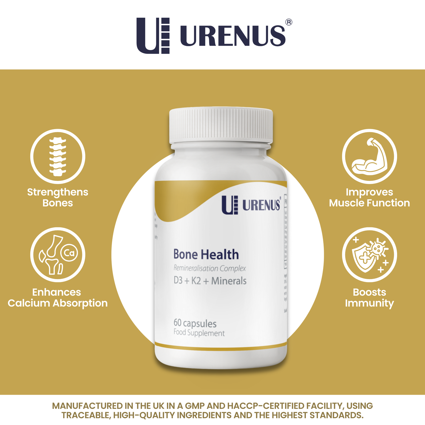 Bone Health – D3 + K2 + Minerals (60 Capsules)