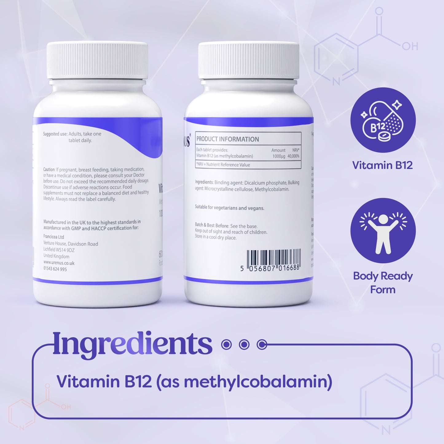 Vitamin B12 Methylcobalamin 1000 µg (60 Tablets)