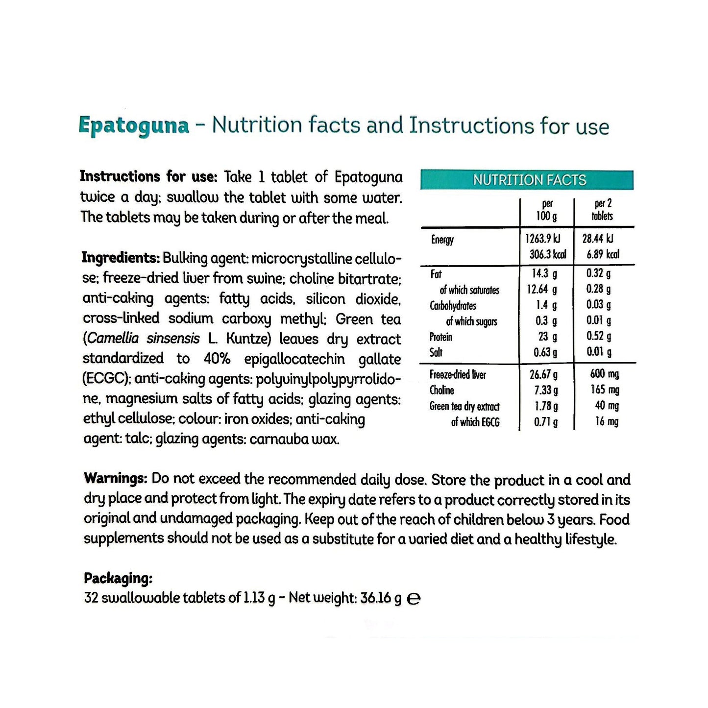 EPATOGUNA 32 Tablets